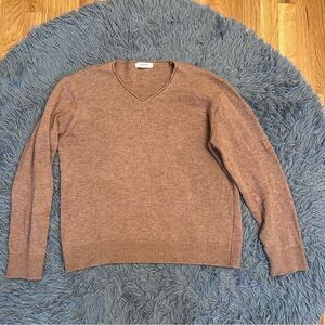 Heimish Brown Tan V-Neck Wool Sweater Size XL 2XL